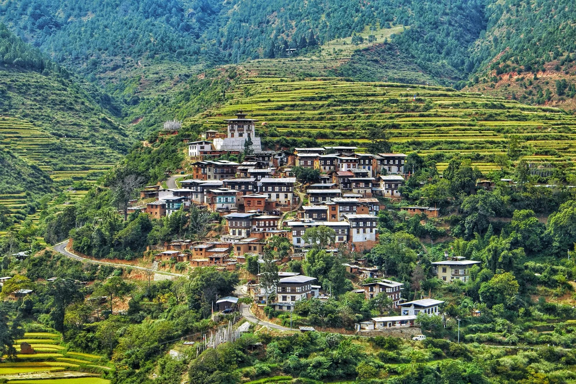 Terraced hillside village of Rinchengang