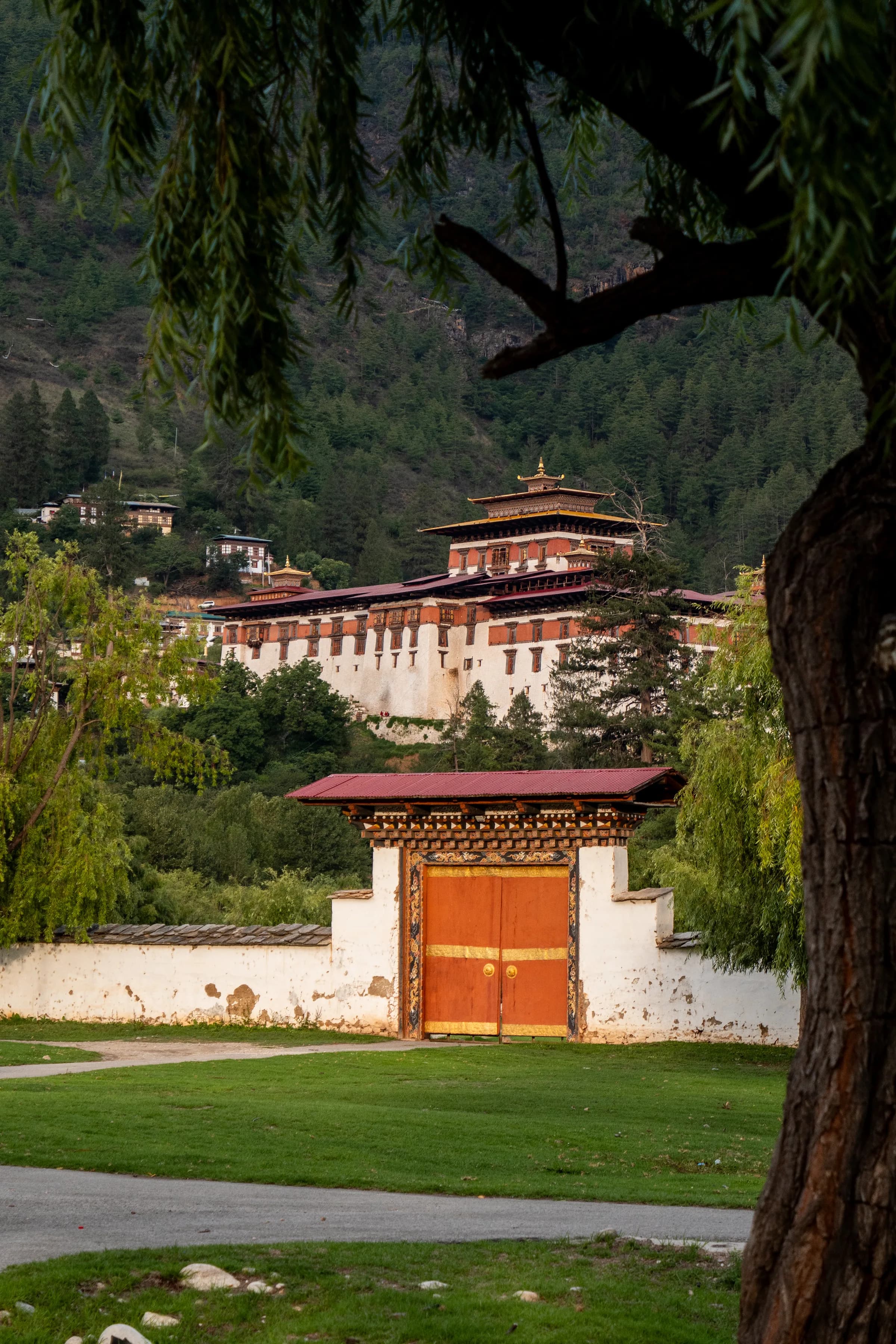 Rinpung Dzong overlooking Paro valley, Bhutan's arrival gateway