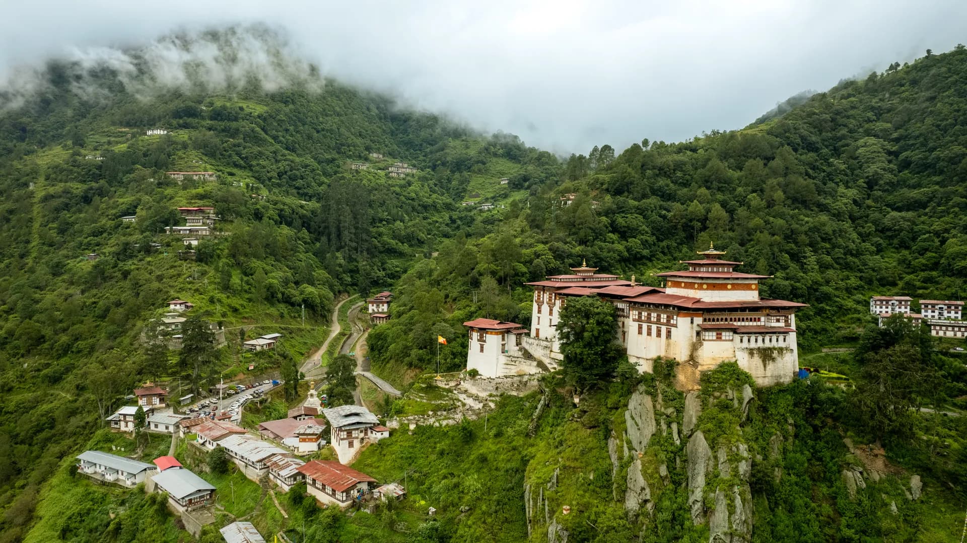 Remote mountain village in eastern Bhutan