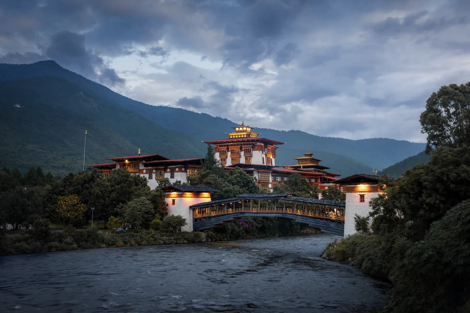 Historic dzong in the Paro valley, western Bhutan