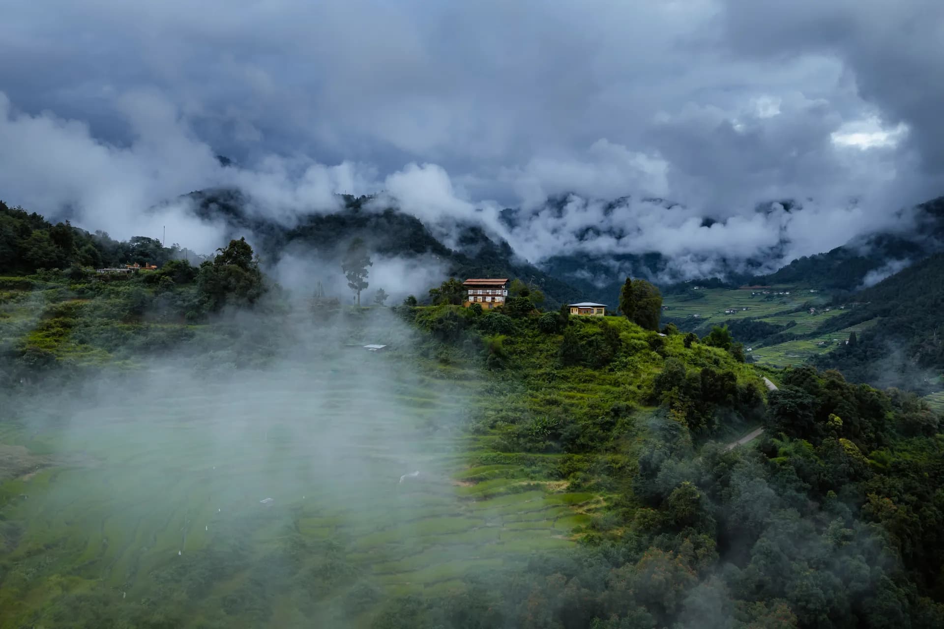 Traditional farmhouse in a Bhutanese village